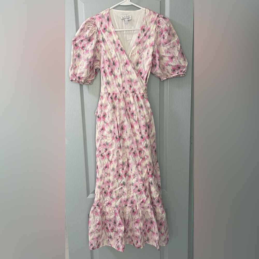 & Other Stories Pink Floral Wrap Dress